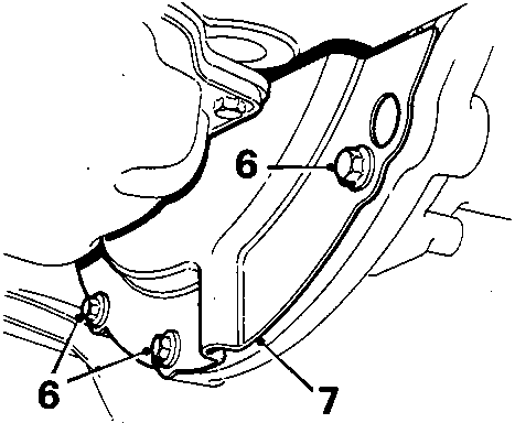 Diagram showing bolts on flywheel lower cover plate