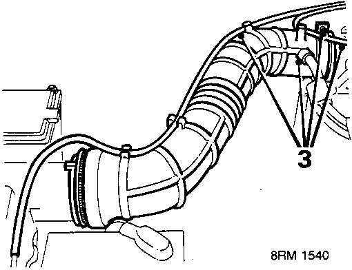 Diagram of air cleaner trunking and vacuum pipes with callout 3