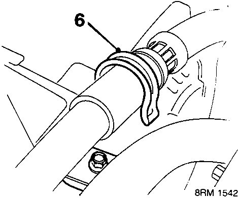 Diagram showing release of power steering hose from clip and drive belt from pump pulley
