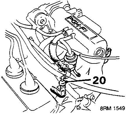 Diagram showing disconnecting P.C.V. hose from inlet manifold, item 20