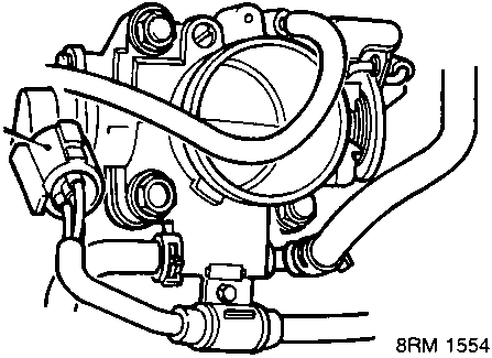 Diagram showing item 28, a throttle angle sensor multiplug connected to the throttle housing