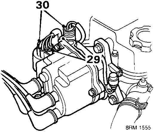 Diagram showing items 29 and 30, distributor multiplugs and their retaining brackets