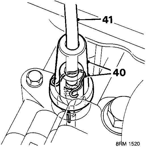 Diagram showing speedometer cable gaiter and pinion connection to gearbox, with callout numbers 40 and 41.