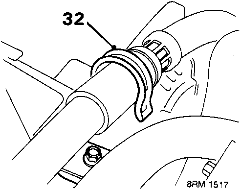 Diagram of power steering hose connection point with callout number 32