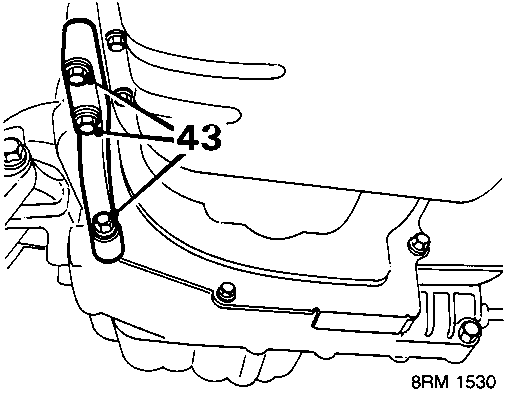 Diagram showing anti-beaming bracket bolts labeled 43