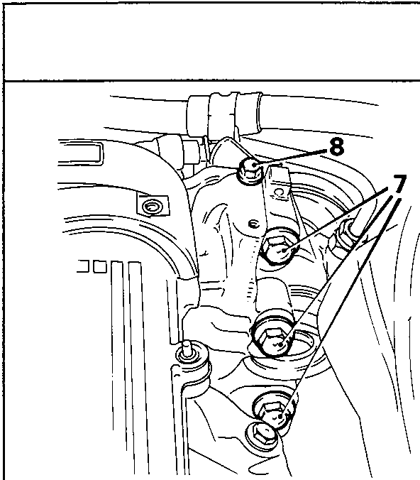 Diagram showing power steering pump mounting bracket with callout numbers 7 and 8
