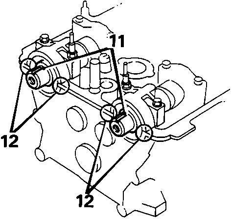 Camshaft assembly showing lubrication points and bearing holder locations