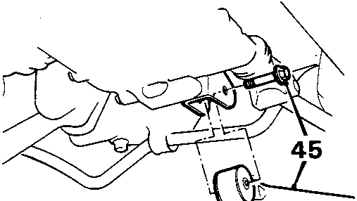 Diagram showing gear change steady bar bolt being removed from gearbox