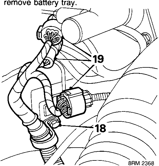 Engine harness connections with callout numbers 18 and 19