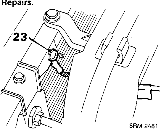 Diagram showing bolt and engine earth lead to bonnet lock platform labeled 23