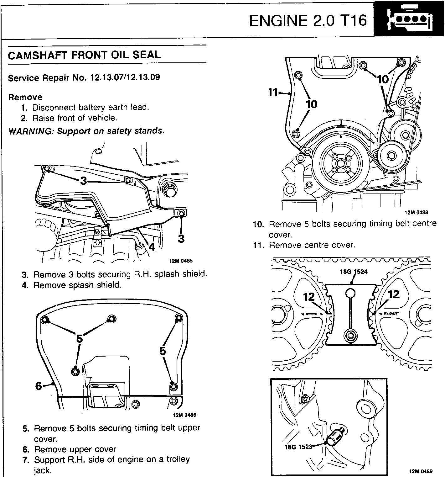 Diagram showing removal of bolts securing R.H. splash shield, labeled 3 and 4.