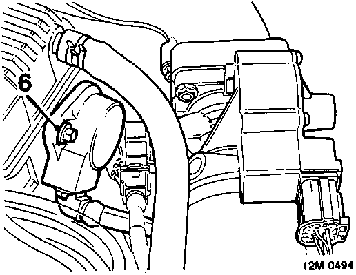 Diagram of turbo model area showing camshaft sensor housing secured by bolts, with callout number 6.
