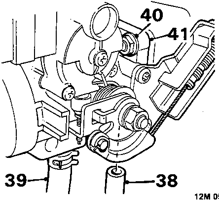Diagram showing items 38, 39, 40, 41 on a turbo engine throttle housing assembly