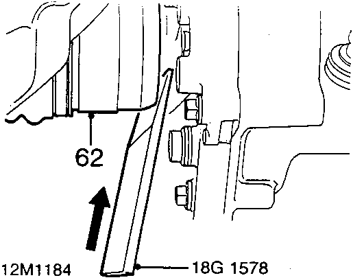 Diagram showing tool 18G 1578 being used to release drive shafts from the differential, with callout 62 indicating the tool position.