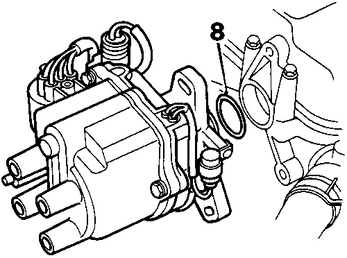 Diagram showing distributor with callout number 8