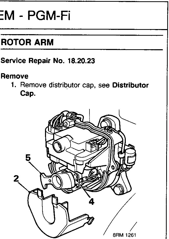 Diagram of rotor arm assembly showing numbered components 2, 4, and 5