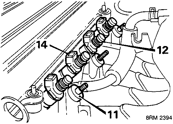 Engine valve train components with labeled parts for assembly or repair