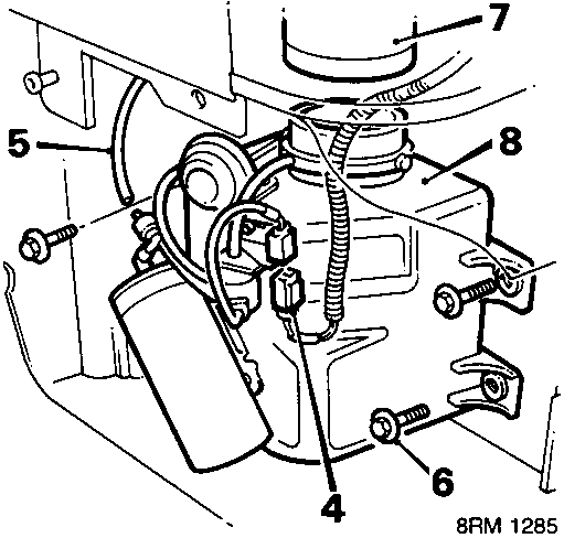 Diagram showing resonator assembly with callout numbers 4, 5, 6, 7, 8