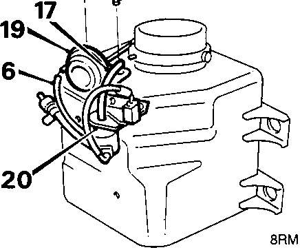 Diagram of diaphragm assembly on resonator with callout numbers 16, 17, 18, 19, 20
