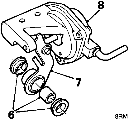 Diagram of throttle lever assembly showing parts 6, 7, and 8
