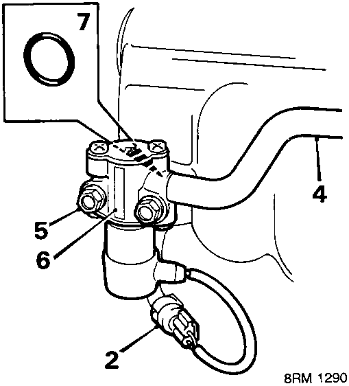 Diagram of fast idle control solenoid valve showing parts 2, 4, 5, 6, and 7