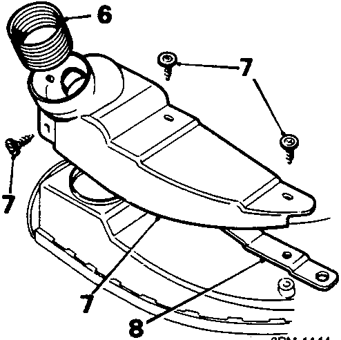 Diagram showing the hot air intake hose, adaptor, and support bracket with callout numbers 6, 7, and 8.