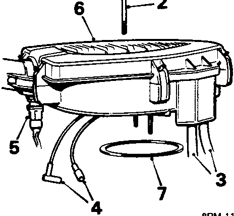 Diagram of air cleaner assembly with callout numbers 2, 3, 4, 5, 6, 7