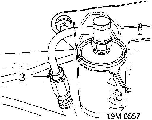 Diagram showing a fuel filter and sealing bolt with callout number 3