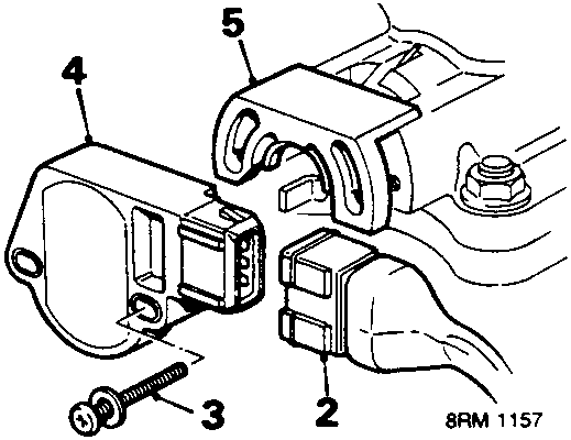 Diagram of throttle potentiometer assembly with callout numbers 2, 3, 4, and 5