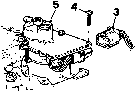 Diagram of stepper motor and housing assembly with callout numbers 3, 4, and 5