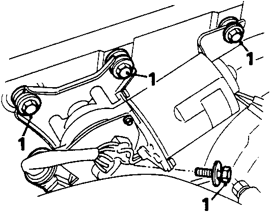 Diagram showing release of windscreen wiper motor from bulkhead, with callout number 1 pointing to securing screws and the motor mounting points.