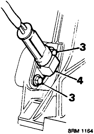 Diagram showing the crankshaft sensor secured by screws (3) to an adaptor plate (4).
