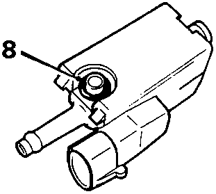 Close-up diagram of the purge valve with callout number 8 pointing to the 'O' ring seal.