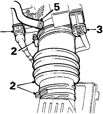 Diagram showing throttle housing assembly with callout numbers 2, 3, 4, 5
