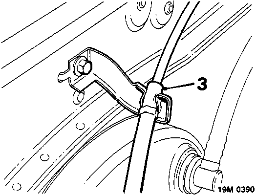Diagram showing alloy inlet manifold cable retaining clip on bulkhead with callout number 3
