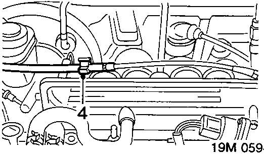 Diagram showing plastic inlet manifold with cable retaining clip