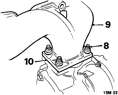 Diagram showing turbocharger removed from exhaust manifold with gasket
