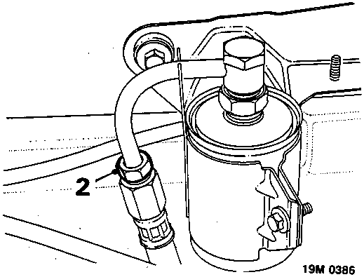 Diagram showing fuel pressure regulator and union connection labeled 2