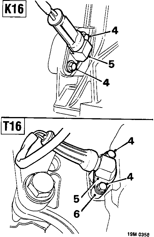 Shows steering column mounting bolts and nuts removal/installation