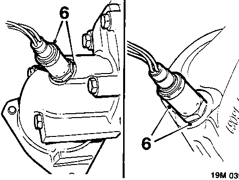 Diagram showing oxygen sensor removal with callout number 6
