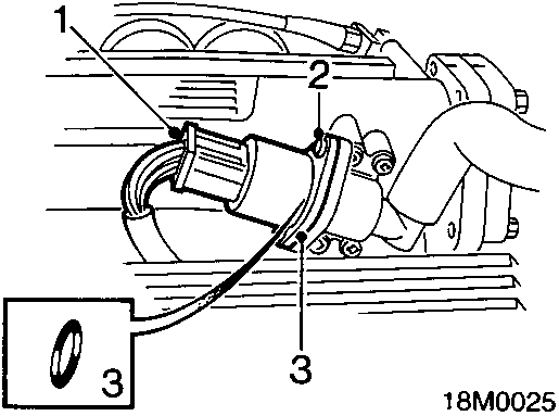 Illustrates fuel injector with O-ring seal installation