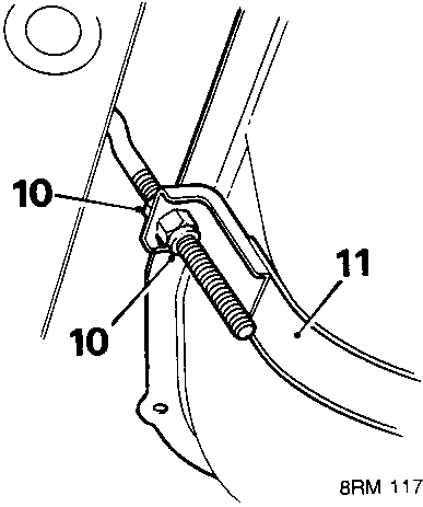 Diagram showing fuel tank strap assembly with callout numbers 10 and 11