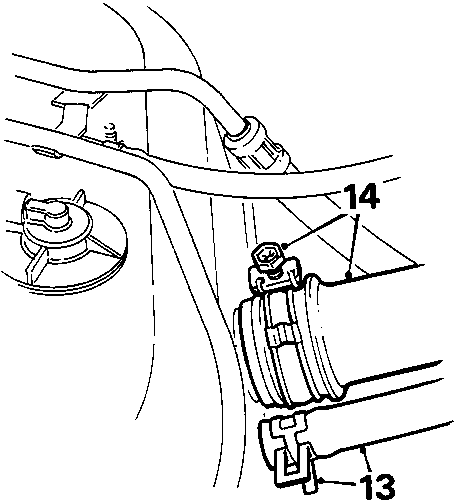 Diagram showing breather and filler hose connections with callout numbers 13 and 14