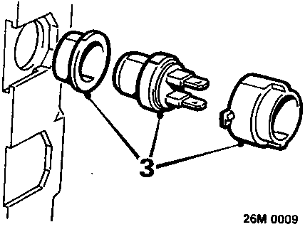 Diagram showing the locking ring (3) securing the thermostatic switch to the radiator.