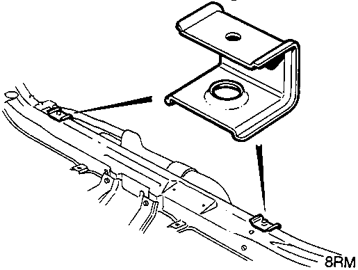 Diagram showing the bolt (13) securing the air conditioning pipe clip to the bracket