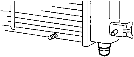 Diagram showing release of radiator from lower fixings, with callout number 17