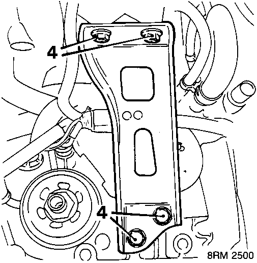 Diagram showing bolts for inlet manifold support bracket