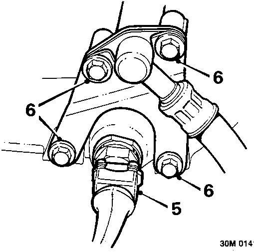 Diagram of fuel delivery hose and air temperature sensor multiplug area (30M 0141)