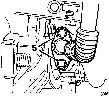 Diagram showing oil drain pipe connection to turbocharger with callout number 5