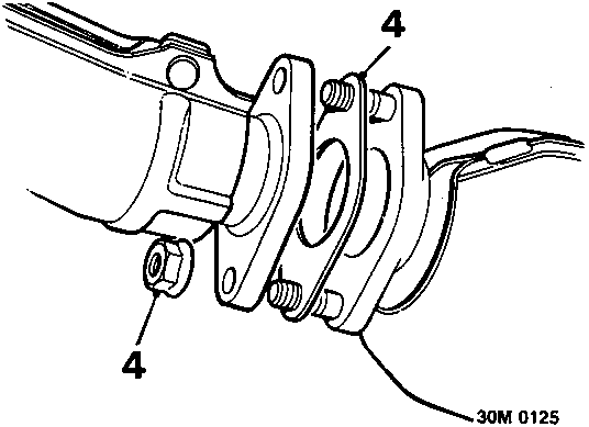 Diagram showing intermediate pipe to catalytic converter connection with callout number 4